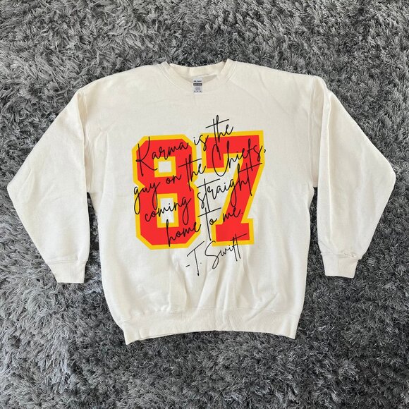 Tops - Karma Sweatshirt, Chiefs Sweatshirt, Vintage Style, White, S- 3XL